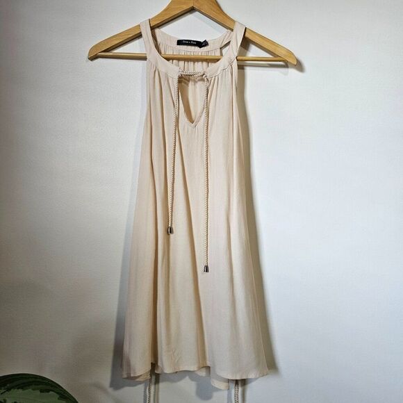 EUC DOE & RAE CREAM HALTER NECK LONG LINE SLEEVELESS TOP LACED SIDES SIZE L - Picture 2 of 11